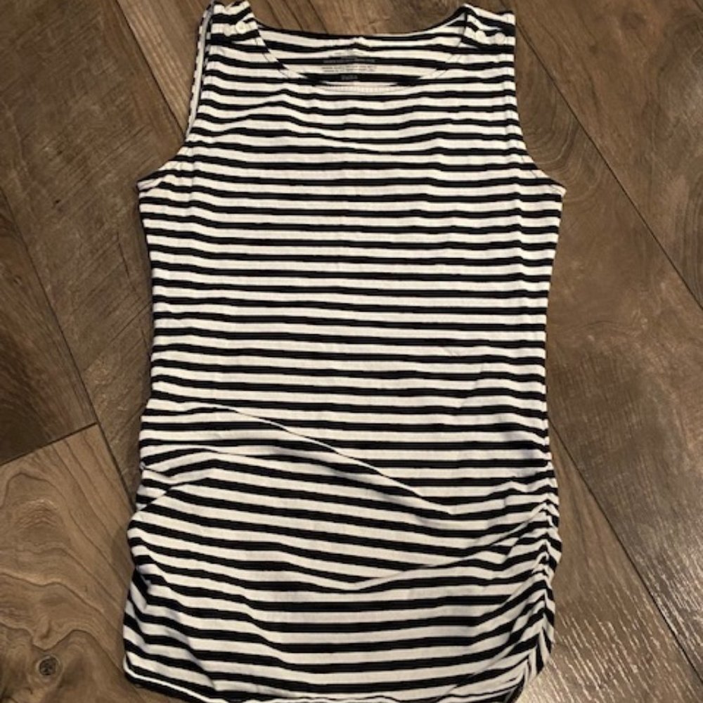 Ann Taylor Stripe Tank Top with Ruching